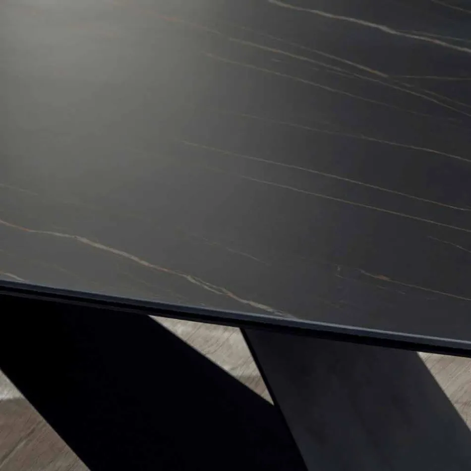 Design matbord i Portoro Effect Ceramic och Matt Metal - Falcon Viadurini