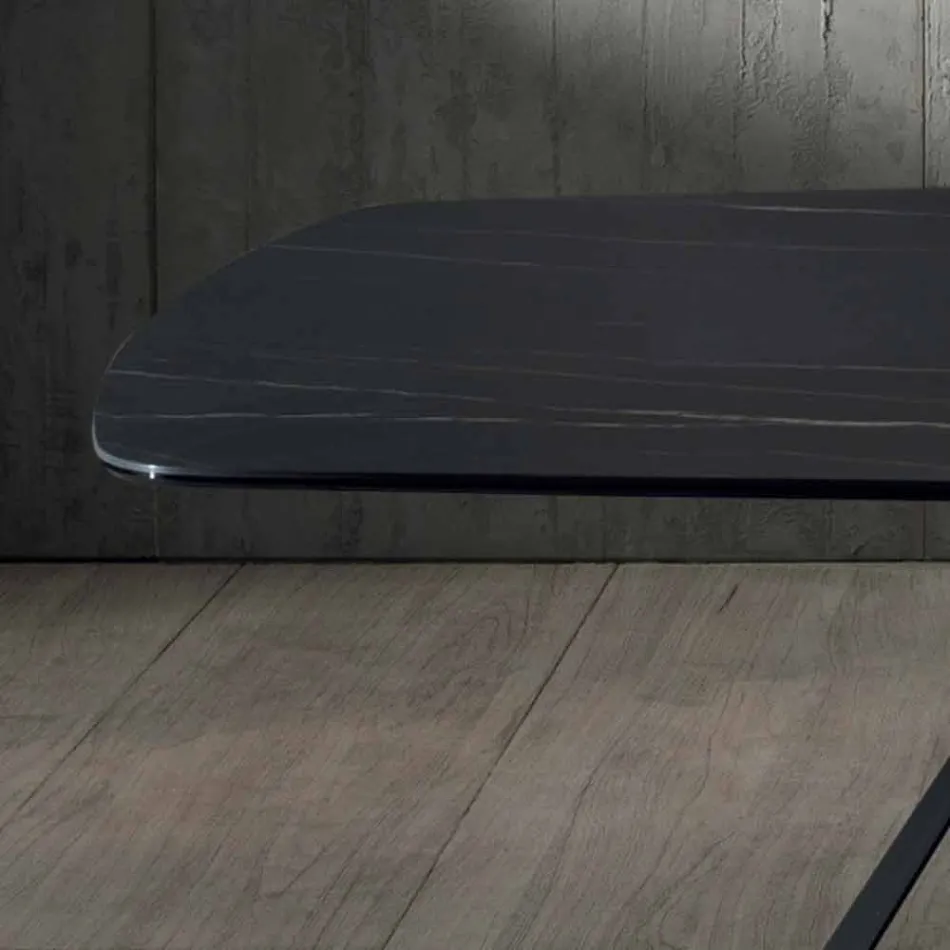 Design matbord i Portoro Effect Ceramic och Matt Metal - Falcon Viadurini