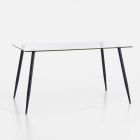 Matbord för modern design i härdat glas och svart metall - Foulard Viadurini