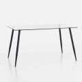 Matbord för modern design i härdat glas och svart metall - Foulard