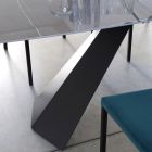 Elliptiskt matbord i stål och polerad keramik Florim - Gelsino Viadurini