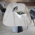 Elliptiskt matbord i stål och polerad keramik Florim - Gelsino