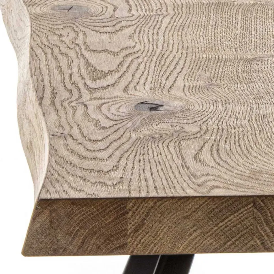 Fast matbordsunderrede i metall och ekfanerad skiva - Termoli Viadurini