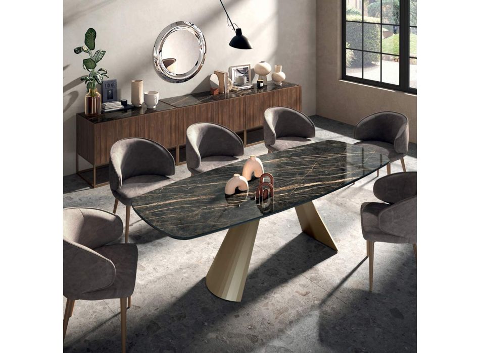 Fast matbord med fatskiva i keramik Made in Italy - Glasögon Viadurini