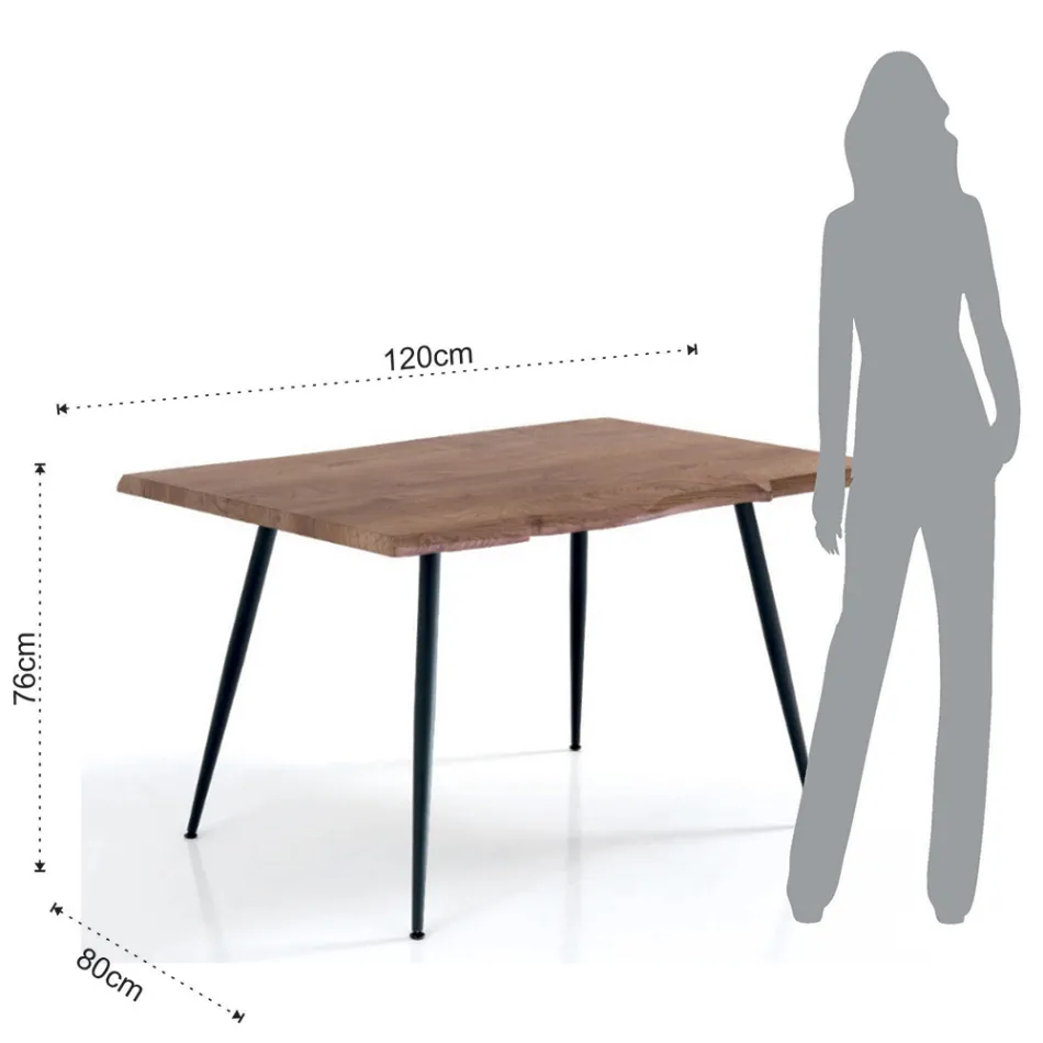 Matbord i stål med Mdf-skiva i ekfinish - Gherardo Viadurini
