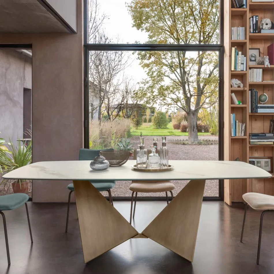 Matbord i 3 mm keramik och metallunderrede Tillverkat i Italien - Pion Viadurini