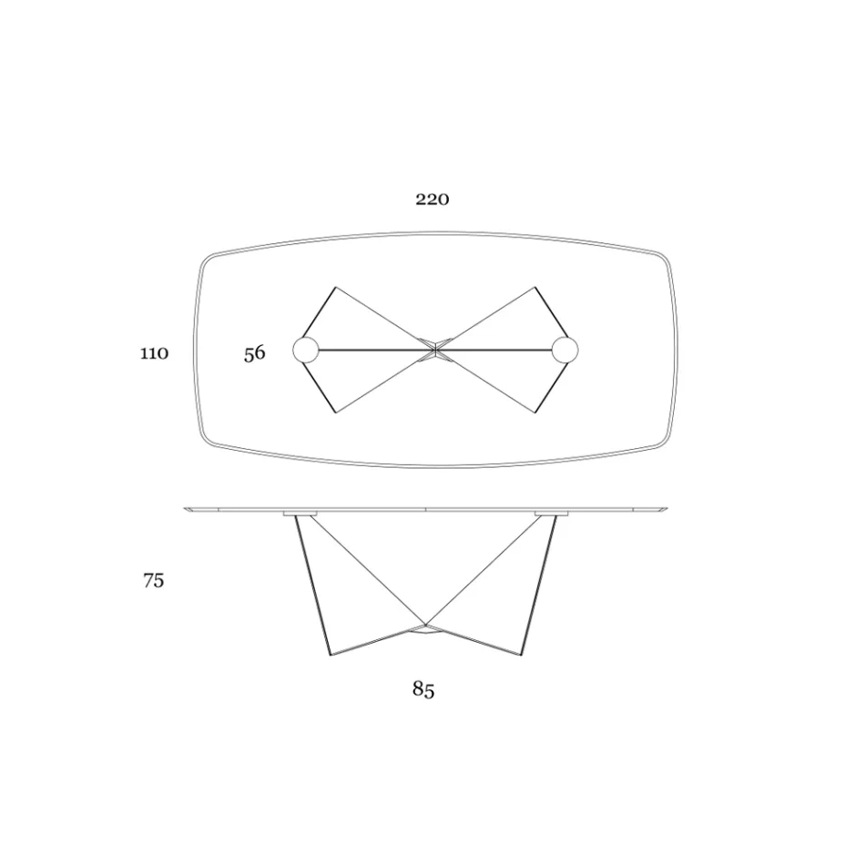 Matbord i 3 mm keramik och metallunderrede Tillverkat i Italien - Pion Viadurini