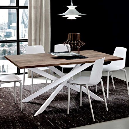 Hpl matbord med metallunderrede Tillverkat i Italien, Precious - Carlino Viadurini