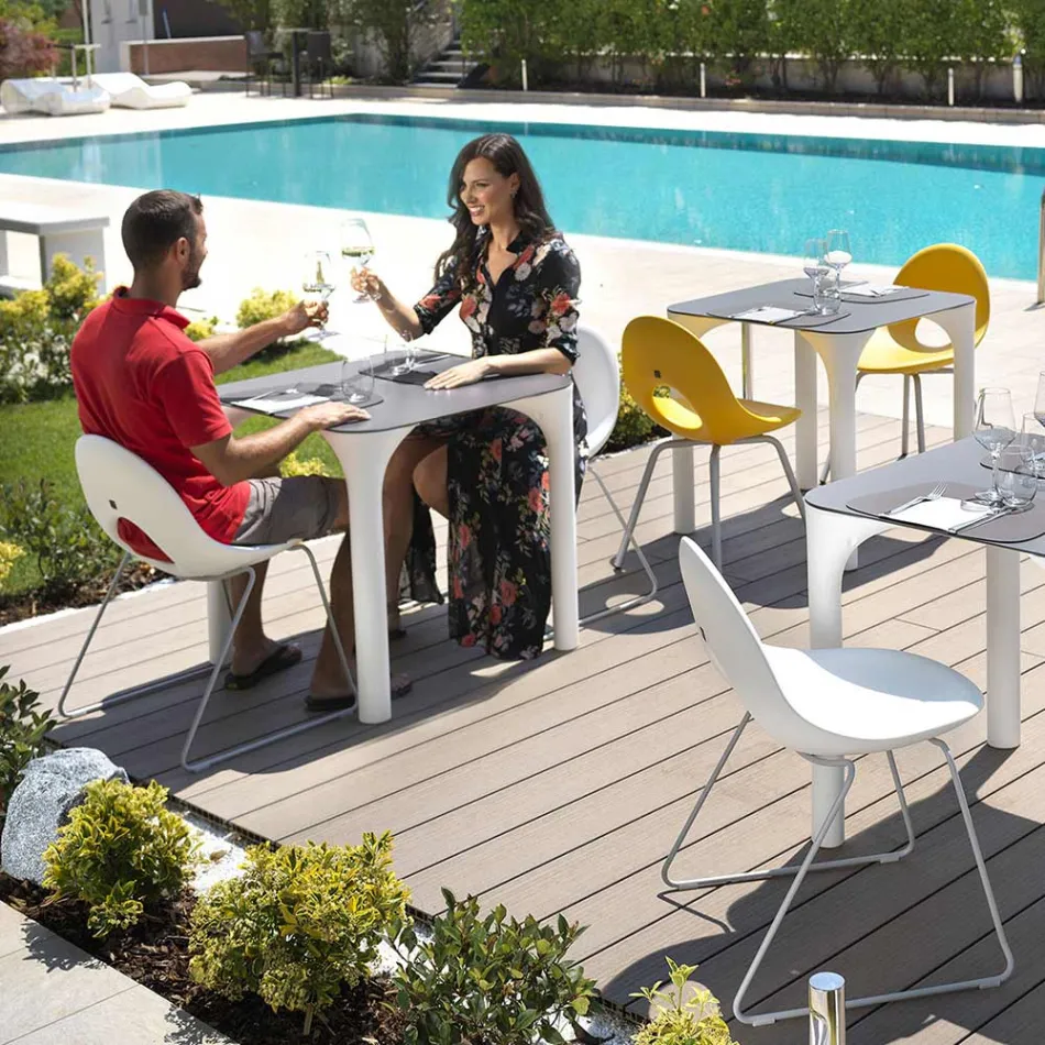 Hpl matbord med ben i polyeten Tillverkat i Italien - Glen Viadurini