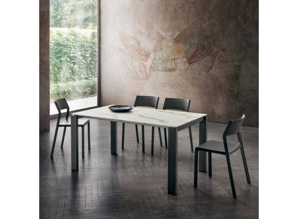 Matbord i Hpl Marble Effect och lackerad metall tillverkad i Italien - Jupiter Viadurini