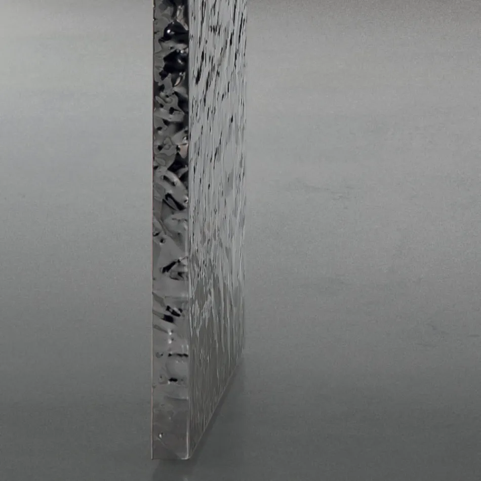 Matbord i faner och hamrat stål Tillverkat i Italien - Strappo Viadurini