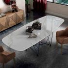 Matbord i hypermarmor och stål Tillverkat i Italien, hög kvalitet - Ezzellino Viadurini