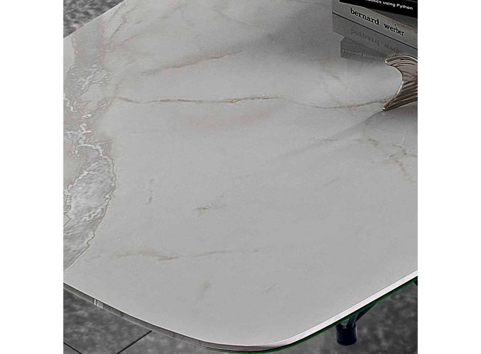 Matbord i hypermarmor och stål Tillverkat i Italien, hög kvalitet - Ezzellino Viadurini