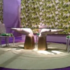 trä matbord med glasskiva, tillverkade i Italien, Bartolo Viadurini