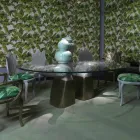 trä matbord med glasskiva, tillverkade i Italien, Bartolo Viadurini