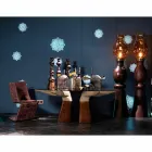 trä matbord med glasskiva, tillverkade i Italien, Bartolo Viadurini