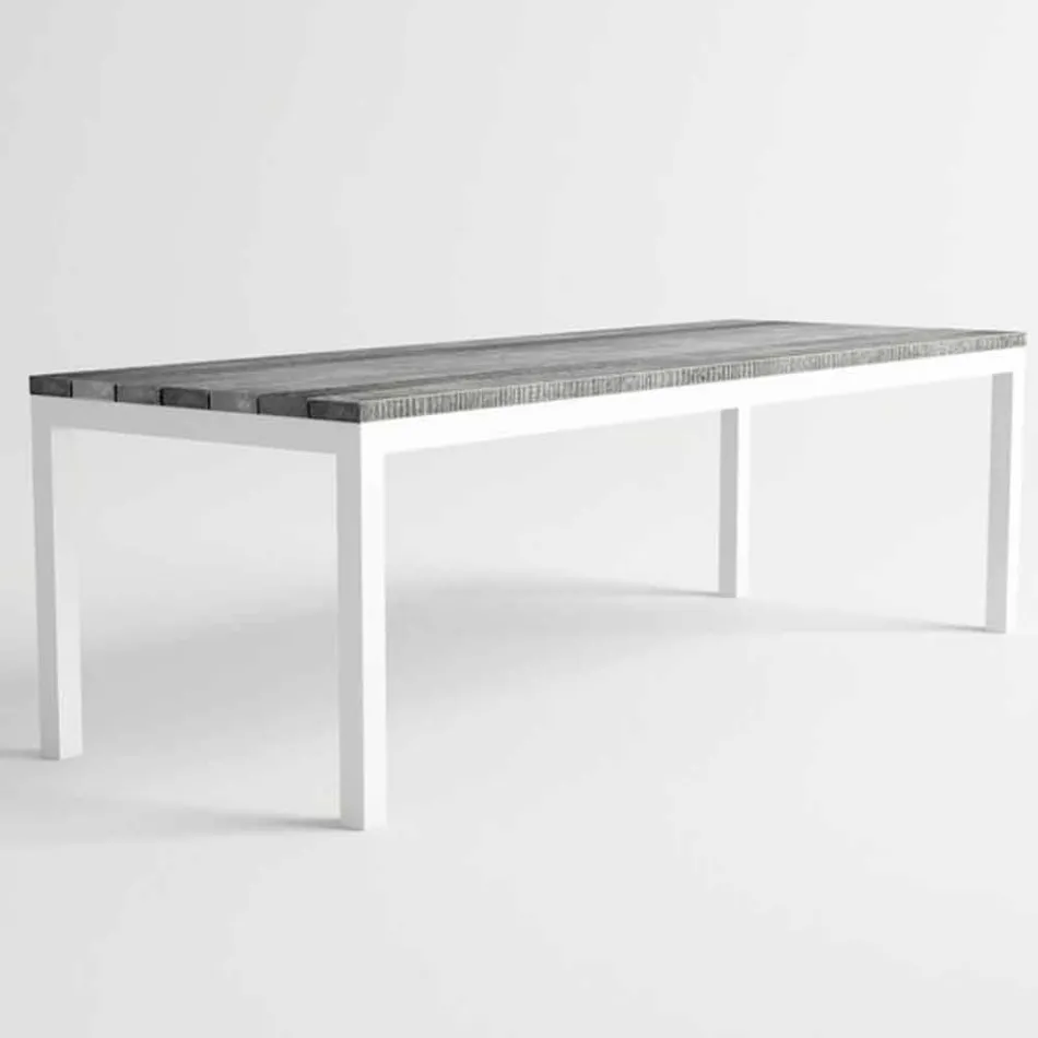Modern design utomhus trä och aluminium matbord - Ganges Viadurini