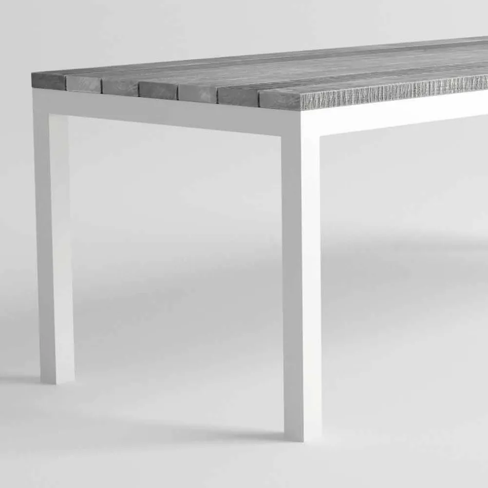 Modern design utomhus trä och aluminium matbord - Ganges Viadurini