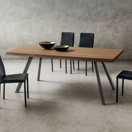 Matbord i trä och aluminium Tillverkat i Italien, Precious - Lingotto Viadurini