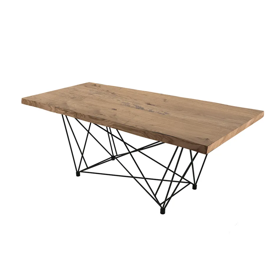 Matbord i fanerat trä och stål Tillverkat i Italien - Ezzellino Viadurini