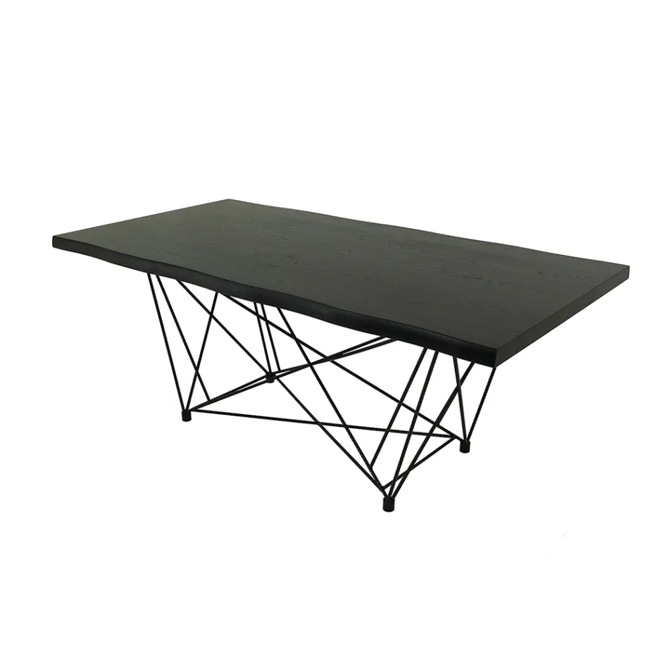 Matbord i fanerat trä och stål Tillverkat i Italien - Ezzellino Viadurini