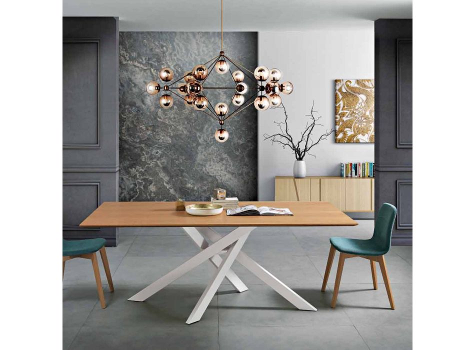 Matbord i MDF trä och modern metall gjord i Italien, Dionigi Viadurini