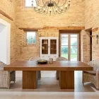 Matbord i återvunnet tropiskt trä med dubbel underrede - rutschkana Viadurini