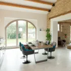 Matbord i återvunnet tropiskt trä och metallben - rutschkana Viadurini