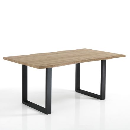 Matbord i Mdf med ben i svartmålat stål - Gepard Viadurini
