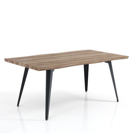 Matbord i Mdf ekfinish och matt svart stål - Gherardo Viadurini