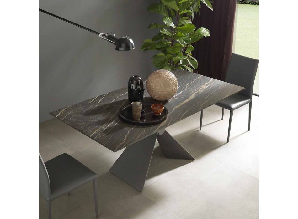 Metallbord och keramisk topp tillverkad i Italien Design - Anaconda Viadurini