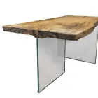 Matbord i Secular Oak och Crystal Base Made in Italy - Dite Viadurini