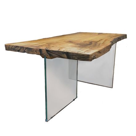 Matbord i Secular Oak och Crystal Base Made in Italy - Dite Viadurini