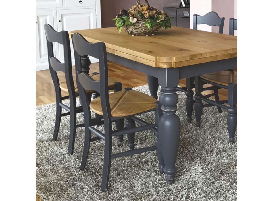 Matbord med knuten ek och 4 stolar ingår Tillverkat i Italien - Rafael Viadurini