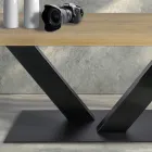 Matbord i Masellato pläterad ek och metall Tillverkat i Italien - Riad Viadurini