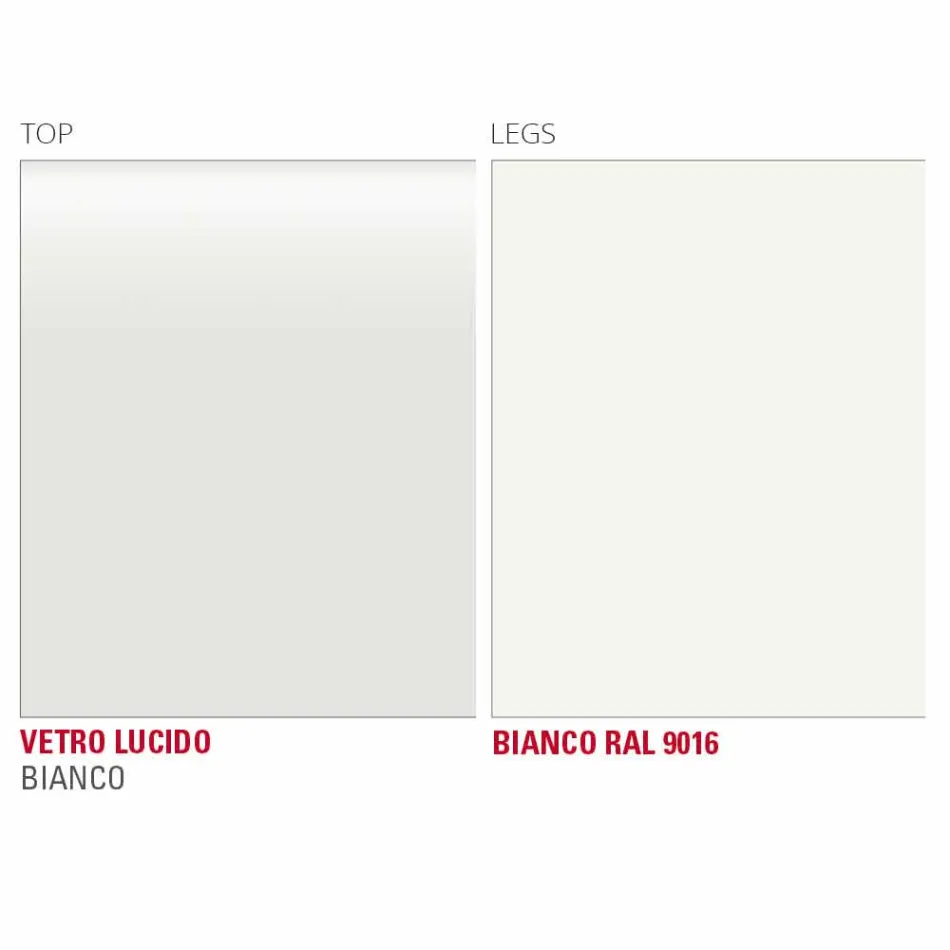 Matbord i vitt glas och målad metall tillverkad i Italien - brosch Viadurini