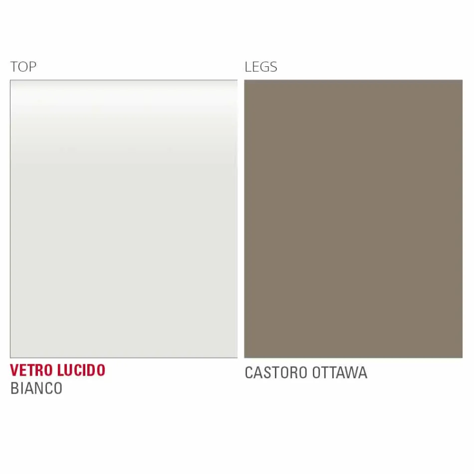 Matbord i vitt glas och målad metall tillverkad i Italien - brosch Viadurini