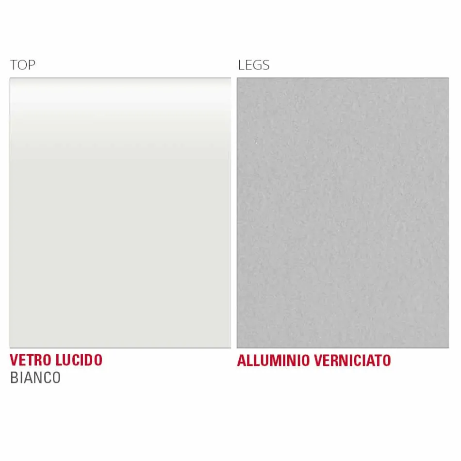 Matbord i vitt glas och målad metall tillverkad i Italien - brosch Viadurini