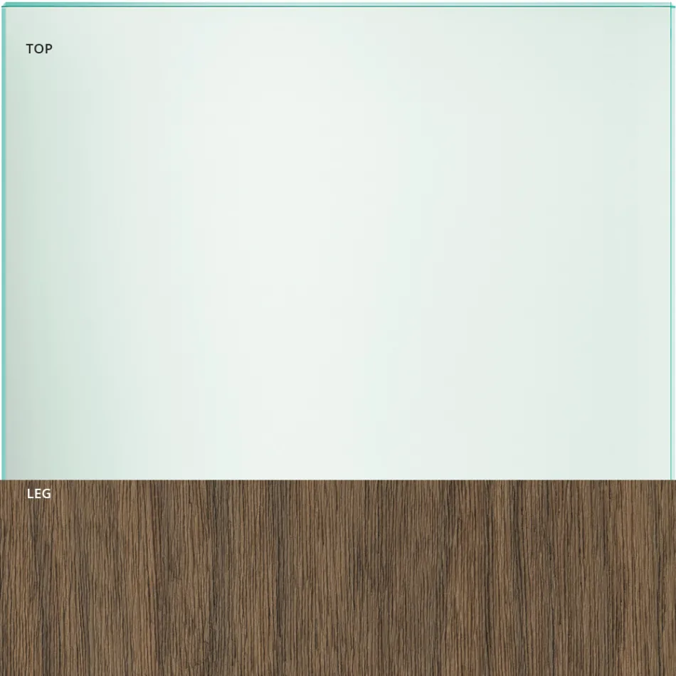 Matbord i glas och ben i ek eller Canaletto valnöt - Aschio Viadurini