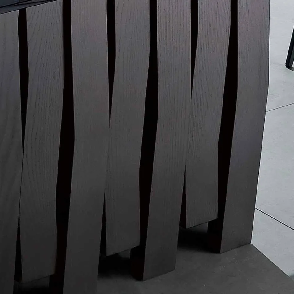 Matbord i glas och massivt trä gjord i Italien, Egisto Viadurini