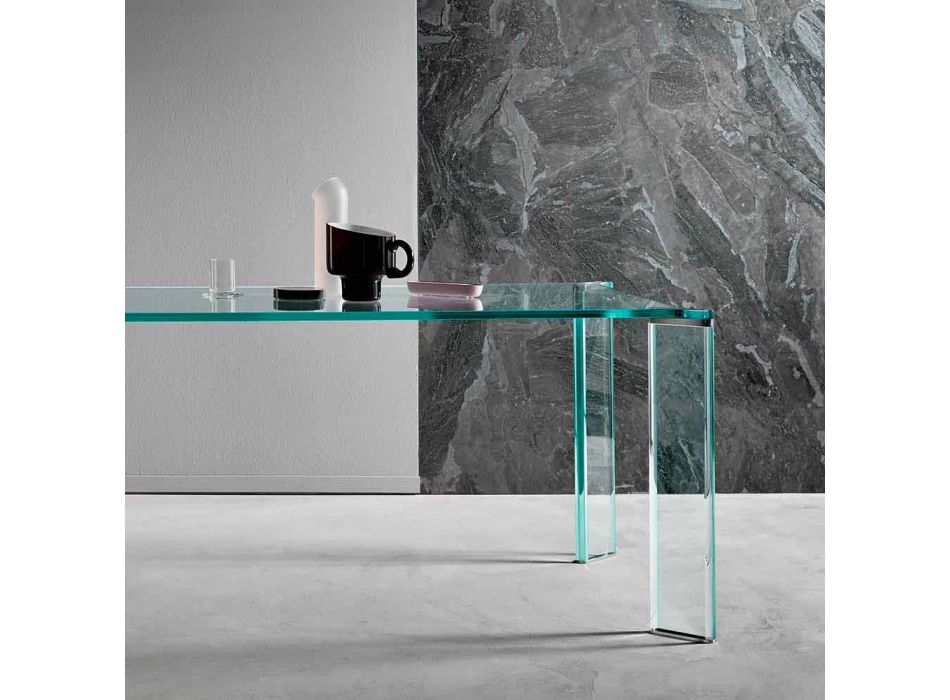 Matbord i extra klart glas Lyxig design 4 dimensioner - Kuduro Viadurini