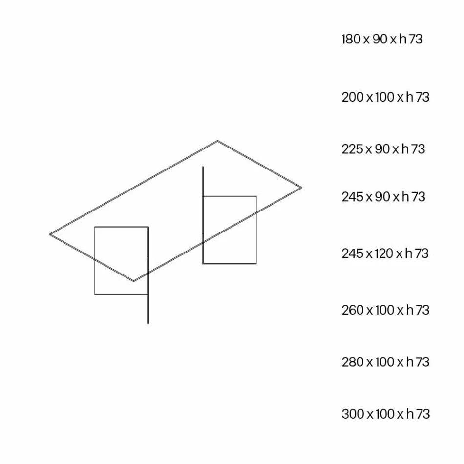 Design matbord i extraklearglas 8 mått - Pollinare Viadurini