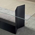 Matbord i rökt eller extremt glas och metall tillverkat i Italien - mörkbrunt Viadurini