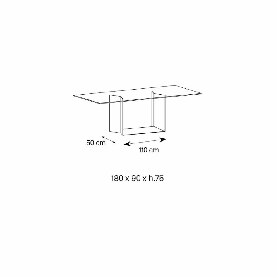 Matbord i rökt eller extremt glas och metall tillverkat i Italien - mörkbrunt Viadurini