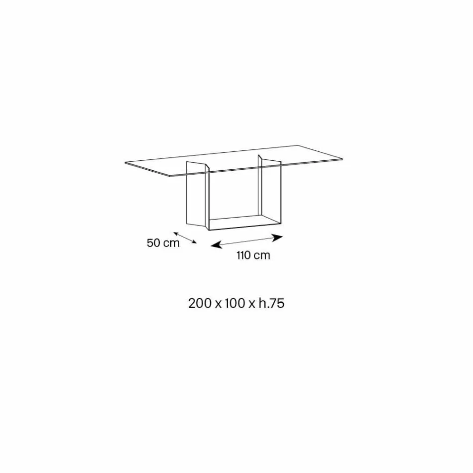 Matbord i rökt eller extremt glas och metall tillverkat i Italien - mörkbrunt Viadurini