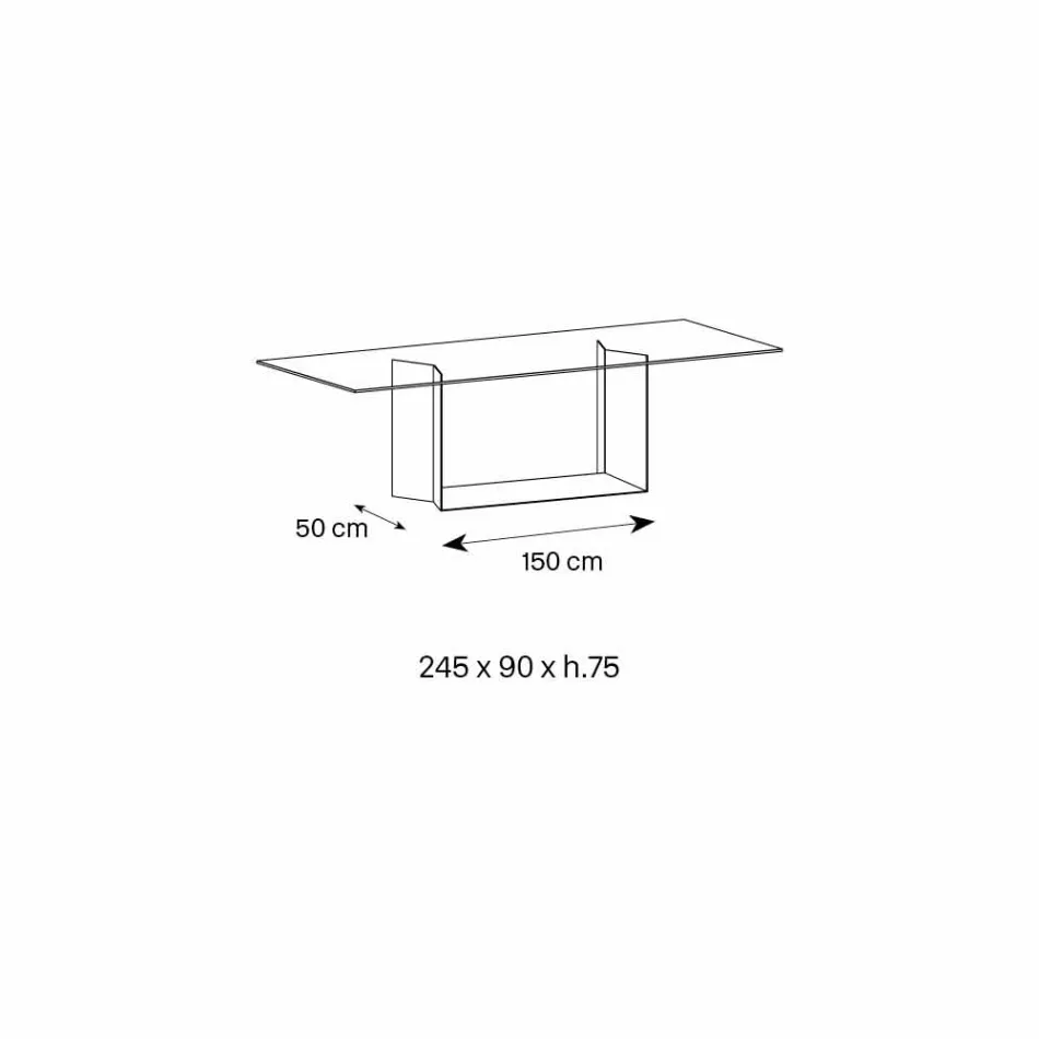 Matbord i rökt eller extremt glas och metall tillverkat i Italien - mörkbrunt Viadurini