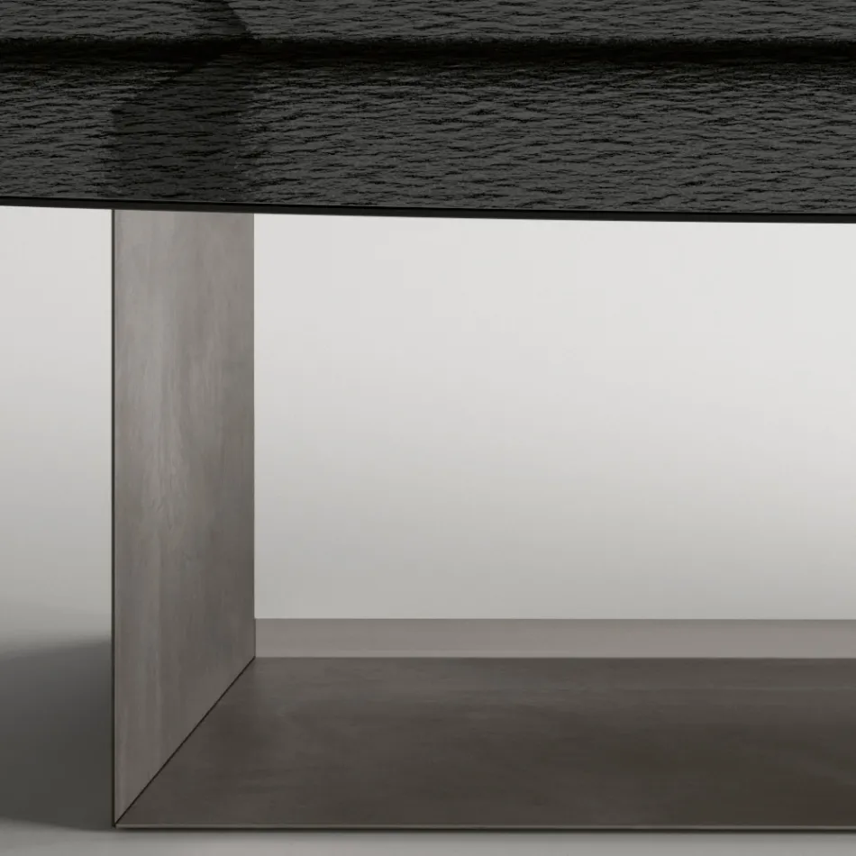 Italienskt designat matbord i smält glas i brons eller rökfärg - Moro Viadurini