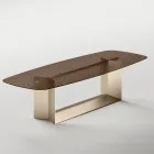 Italienskt designat matbord i smält glas i brons eller rökfärg - Moro Viadurini