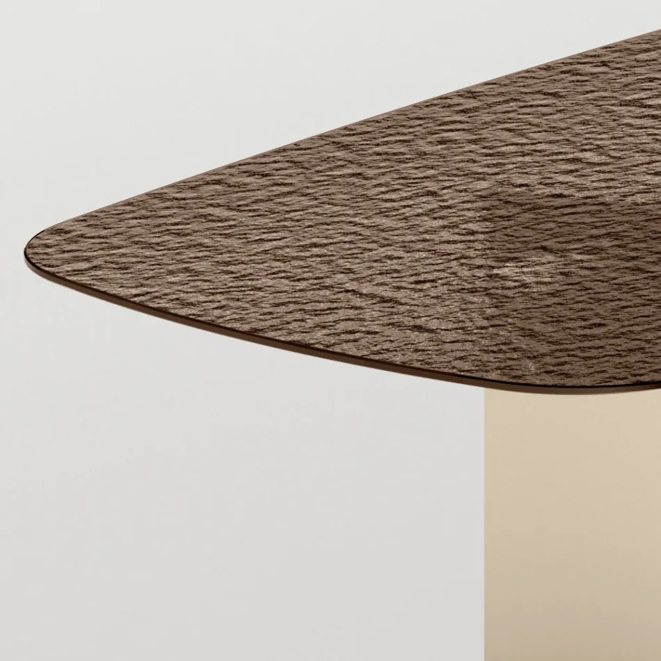 Italienskt designat matbord i smält glas i brons eller rökfärg - Moro Viadurini