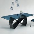 Matbord i hamrat glas och svart metall Tillverkat i Italien - Mirco